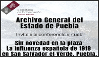 Conferencia Virtual Sin novedad en la plaza. La influenza española de 1918 en San Salvador el Verde, Puebla